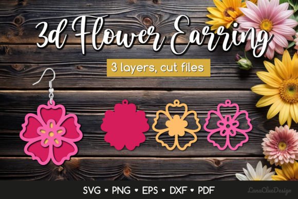 3D Layered Flower Earring SVG for Crafts & Graphics