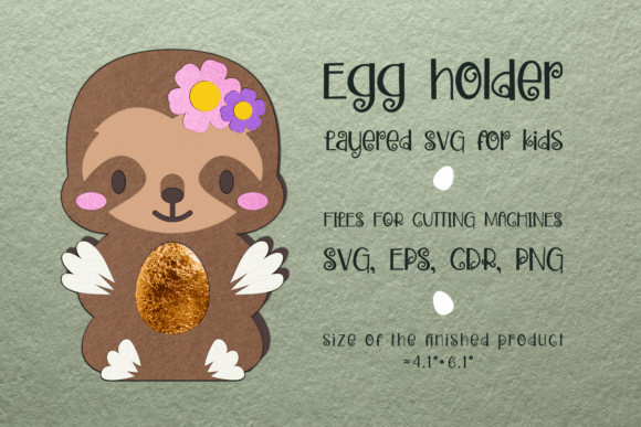 Baby Sloth 3D SVG Shapes for Easter