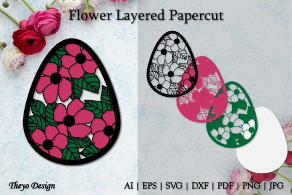 Flower 3D Layered Papercut SVG for Shapes