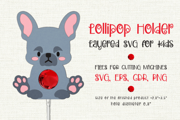 French Bulldog Lollipop Holder 3D SVG Shapes