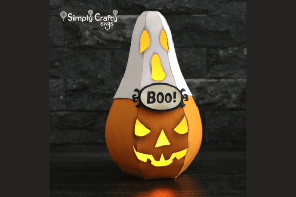 Ghost Pumpkin Luminary SVG: 3D Halloween Design