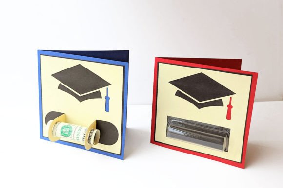 Grad Hat Money Roll Holder Card SVG: 3D SVG Shapes
