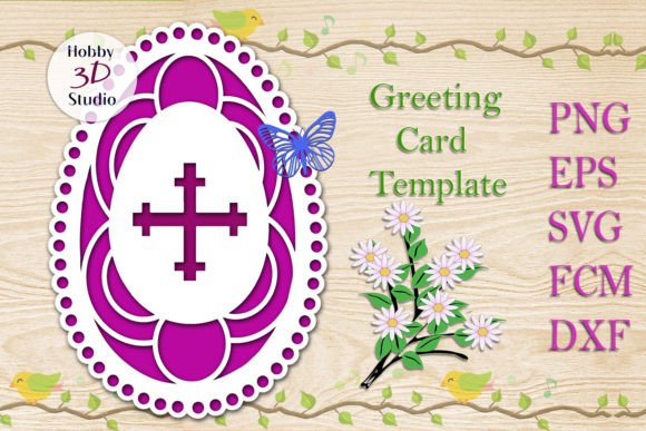 Happy Easter Card Template SVG: 3D SVG Shapes