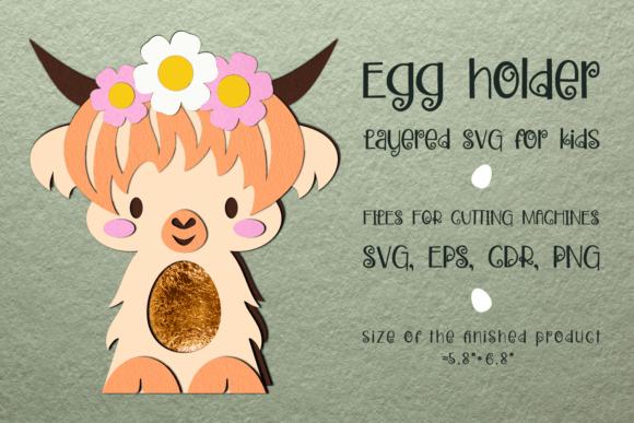 Highland Cow Easter Egg Holder 3D SVG Shapes