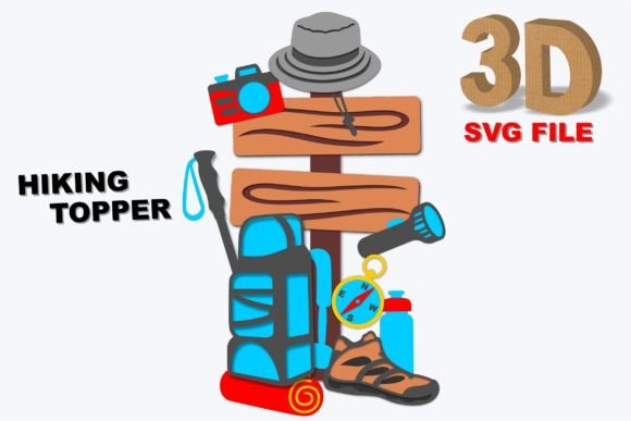 HIKING Topper 3d Svg: Graphics for Crafts