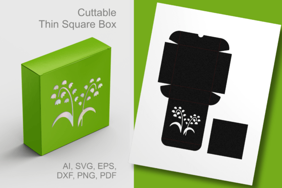 Lilies of the Valley Thin Square Box 3D SVG Shapes