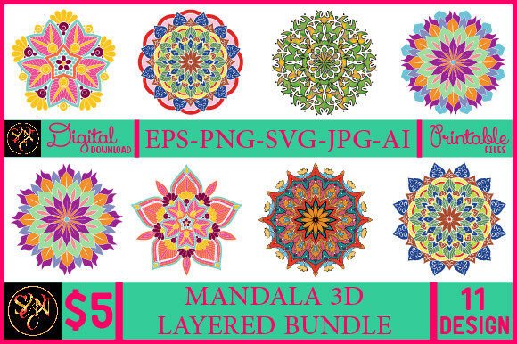 Mandala 3D Layered Bundle for Crafts & Graphics