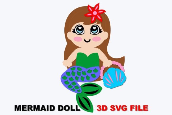 Mermaid Doll Svg: 3D SVG Shapes for Branding