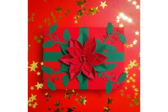 Poinsettia Gift Box 2: A 3D SVG for Christmas