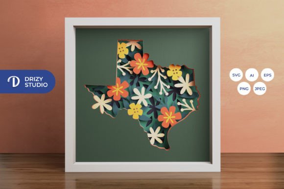 Review: Floral Texas Map 3D Shadow Box Design