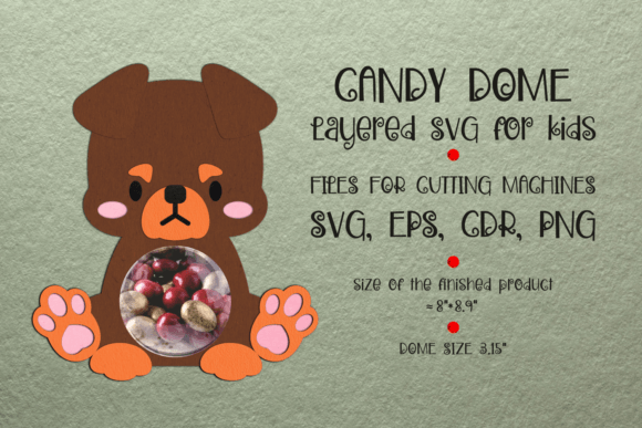 Rottweiler Dog Candy Dome Template: 3D SVG Animals