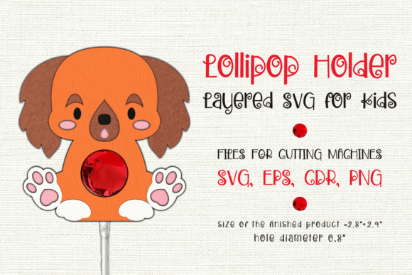 Spaniel Dog Lollipop Holder 3D SVG Shapes