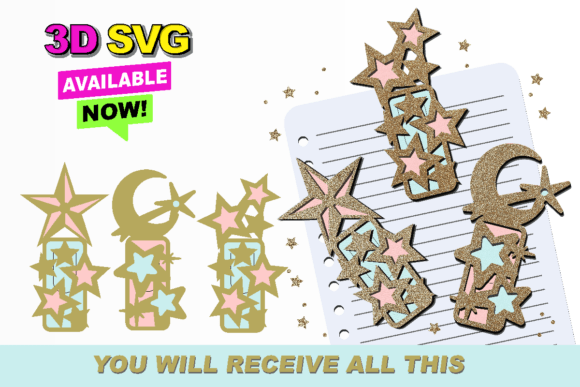 Stars Book Marks: 3D SVG Shapes for Design