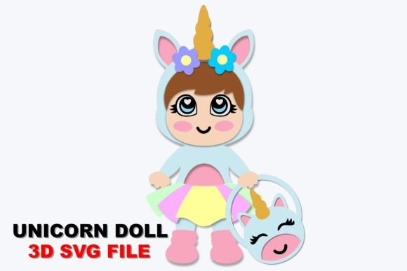 Unicorn Baby Doll 3D Svg: Graphics for Crafts