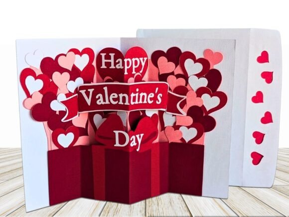 Valentine Hearts Pop Up Card: 3D SVG for Pop-Up Cards